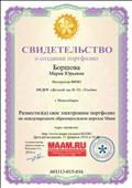 Свидетельство о создание портфолио